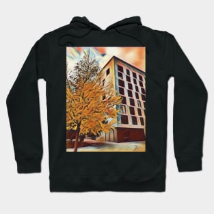 Angular building in autumn Hoodie